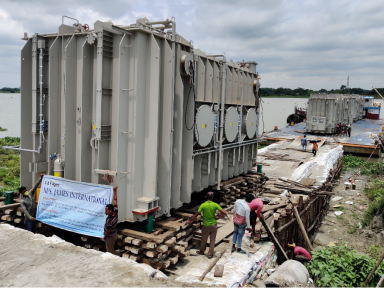 Cargo discharging from Barge using Temporary. 